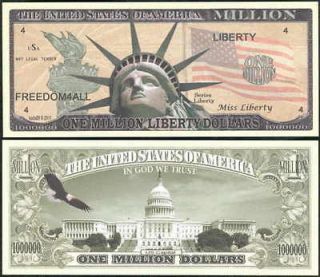   100   STATUE OF LIBERTY WITH TORCH MILLION DOLLAR FREEDOM NOVELTY BILL