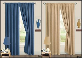 Thermal Blackout Curtains Heavy With Lining Cream Blue Tuscany Light 