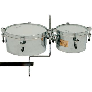   CHROME PERCUSSION TIMBALES SET DRUM w/ MOUNTING STAND BRACKET 6 8