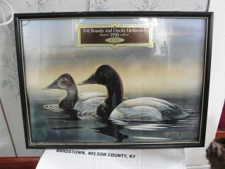 Brandy and Ducks Unlimited 1995 framed art, ducks in water, Kelly 