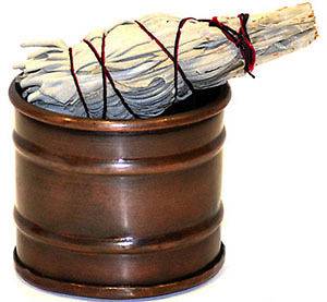Drum Metal Smudge Pot & Sage Stick Smudging Set Wicca Pagan Witchcraft