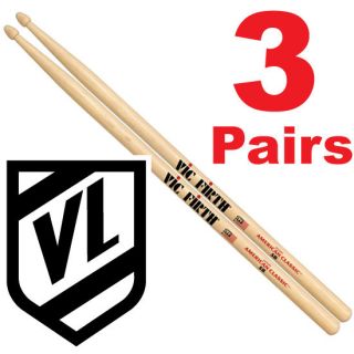  Tipped Vic Firth American Classic Hickory Drum Sticks *** Type 2B