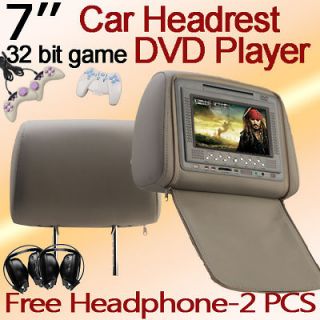 GRAY 7 OUKU Car Stereo Headrest DVD Players LCD Monitor Wireless Game 