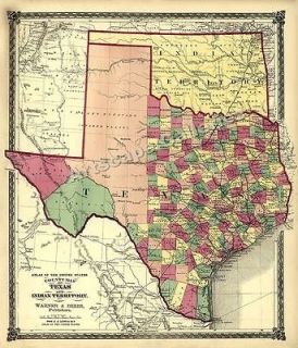 Antiques  Maps, Atlases & Globes  United States (Pre 1900)  OK, TX 