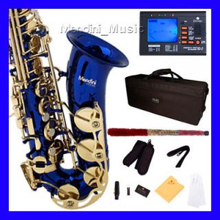 NEW BLUE LACQUER BRASS Eb ALTO SAXOPHONE OUTFIT+$39GI​FT