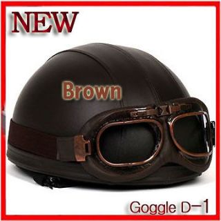 Motorcycle Vintage goggle helmet motorbike Leather Brown #D~1