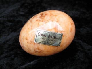 Genuine Alabaster Hand Carved Easter Egg Made in Italy ~ Pink Marbled 