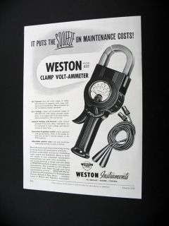 Weston Model 633 Clamp Volt Ammeter 1952 print Ad