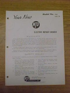 MTD Lawn Flite ELECTRIC ROTARY MOWER PARTS MANUAL E82,