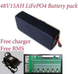 48V 15AH LiFePo4 Electric Bicycle Battery Scooter EBike Rechargeable 3 