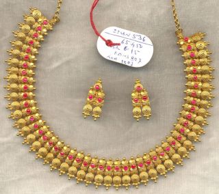 Vintage solid 22 carat Gold Necklace & Earring pair Set South India