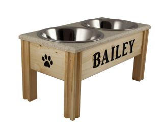 ELEVATED RAISED CAT DOG BOWL FEEDER PERSONALIZED WITH FREE PET NAMES 