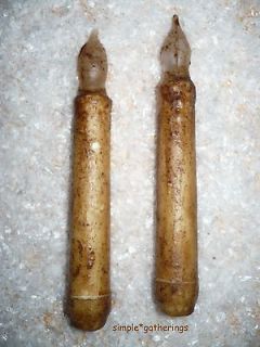   of 2 Burnt Ivory/Cinnamon Primitive Battery Taper Candles, 6 Grungy