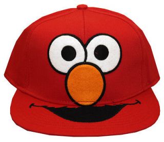 Elmo Sesame Street Face Cartoon Adjustable Adult Flat Bill Hat Cap