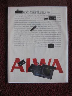 1986 Print Ad AIWA Video 8 Camera Recorde​r ~ Good News Travels Fast