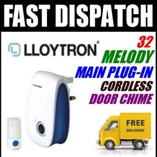  32 Melody Main Plug In Electric Cord Less Cordless Door Chime Bell