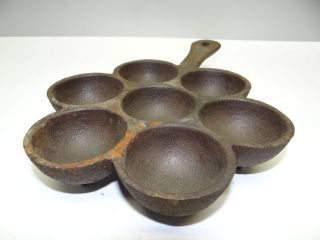 Vintage Used Metal Cast Iron Cooking Cookware Abelskiver Pan Pot 