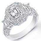 38 Ct. Emerald Cut w/ Round Cut Diamond Engagement Ring GIA G,VS1 