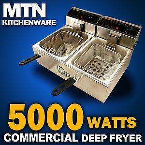   5000W Commercial Countertop Restaurant Electric Deep Fryer Double Tank