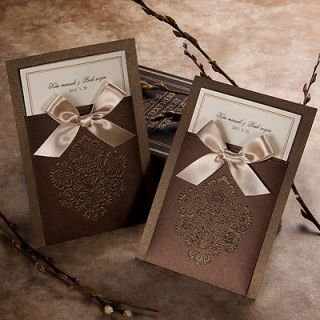 Sample Set Brown Wedding Invitations Card+Envelope+Seal/QR10140