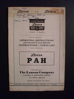 LAUSON PAH GASOLINE ENGINE INSTRUCTION AND REPAIR MANUAL   ORIGINAL
