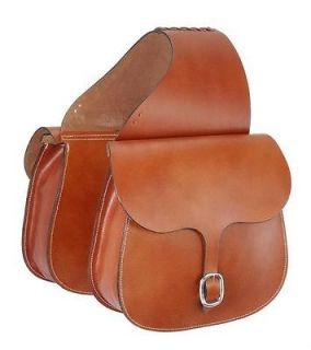 Tough 1 Light Chestnut Leather Saddle Bags Horse Tack Equine