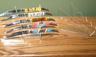 Newly listed 3 knife display stands   Clear Acrylic each displays five 