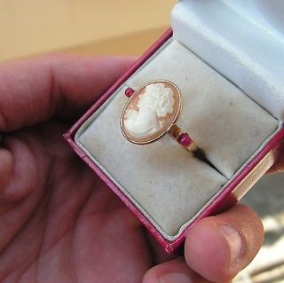 ANTIQUE STYLE CARVED SHELL CAMEO RING Vintage 7,5 ADJUSTABLE ITALY