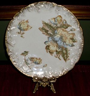 Beautiful Antique ~ Warwick China ~ Embossed Floral Cabinet Plate
