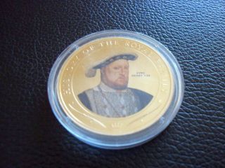   Gold Plated Commemorative King Henry 8th 1 Dollar Coin UNC FREE P&P