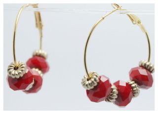 Gold Tone Hoops   Basketball Wives Inspired Earrings   Red, Yellow 