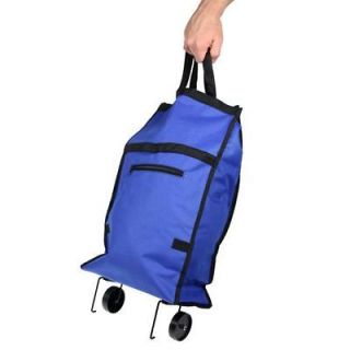   Cart Tote Bag Folding Blue Laundry 20 Pull Wheel Handle Carrier