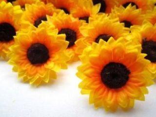 12X Sun flower Artificial Silk Flower Heads 1.5 lot for Wedding Clip 