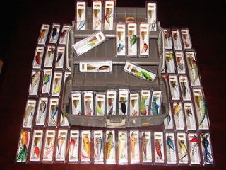   Tray Tackle Box with 64 NEW Bass Trout Fishing Tackle Lures T1P2