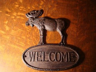   MOOSE WELCOME SIGN Log Cabin Primitive Lodge Rustic Home Decor NEW