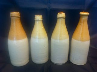   Brownfield Glasgow Pottery 19th Century Corked Ginger Beer Bottles