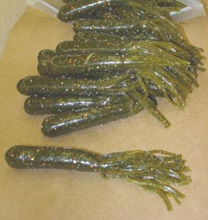   Tube Green pumpkin Copper Fleck Fishing Plastic Worm 50 count bulk