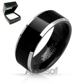   Tungsten Carbide Ring Black Comfort Fit Wedding Band Jewelry Free Gift