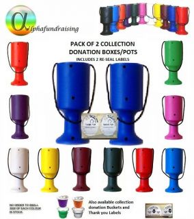PACK OF 2 CHARITY DONATION COLLECTION MONEY TINS/ BOXES/POTS