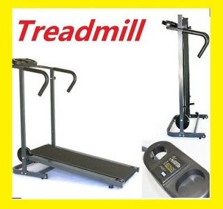 Manual Acclivity Treadmill Portable Folding, Padded full length hand 