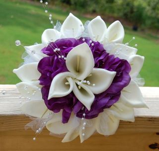   Bouquet Boutonniere Corsage Flower arrangement Purple Ivory Calla lily