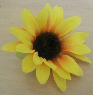   Yellow Sunflower Silk Flower Brooch Pin, Luau, Dance, Hat, Wedding
