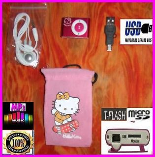 Mp3 Player Hello Kitty Girl Pink Micro SD Tf   Flash Usb earphone 