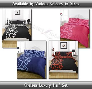 Luxurious Chelsea Navy, Red, Black, Pink all Sizes Quilt Duvet Cover 