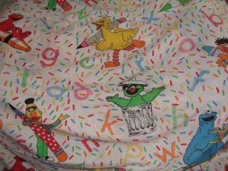 Vintage Sesame Street Twin Flat Sheet Big Bird Cookie Monster Bert 
