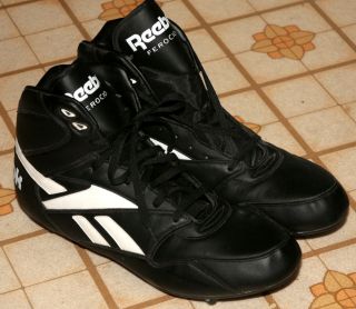   Black High Tops Reebok Ferocious Football Cleats Shoes Mens Size 15