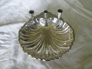 SHEFFIELD SILVER PLATED SHELL CANDLE HOLDER FOOD TRAY