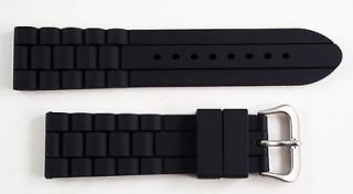   Silicon Rubber watch band Black Straight End strap fits FOSSIL watch