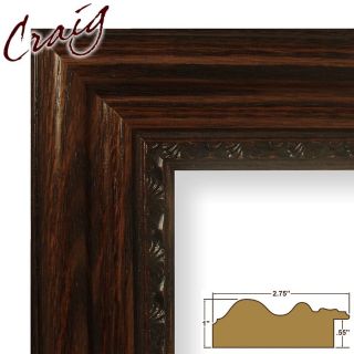 Picture Frame Ornate Brown Oak 2.75 Wide Complete New Wood Frame 