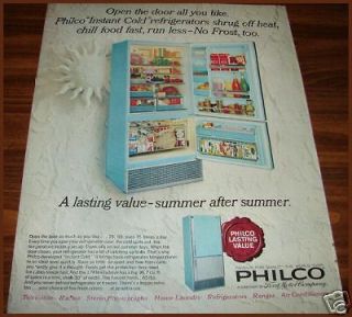 1964 PHILCO AQUA REFRIGERATOR Vintage AD~Retro Kitchen